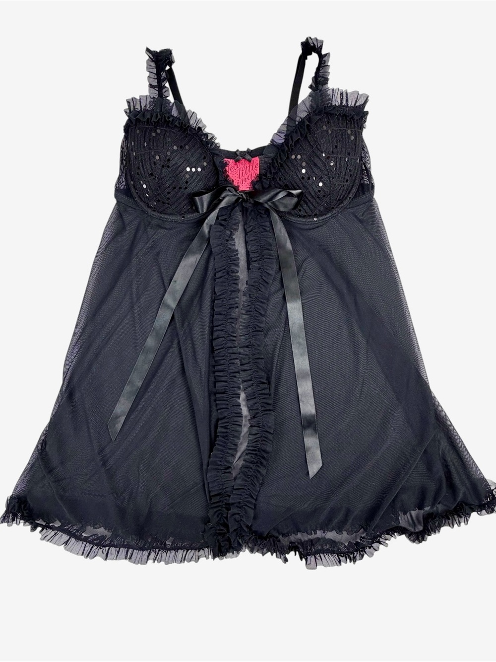Victoria’s Secret Sexy Little Things 34C Black Mesh‎ Babydoll Lingerie